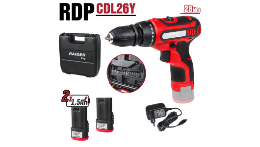 Cordless Drill 12V 2-ск. 2x1.5Ah 28Nm RD-CDL26 image