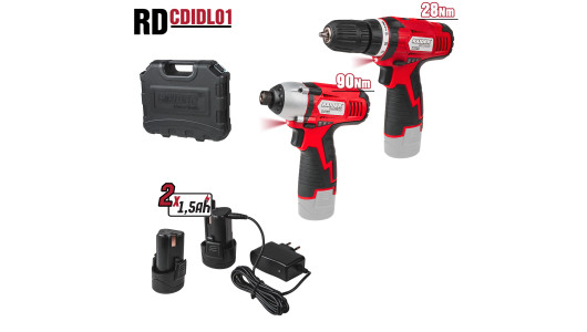 Set 12V cordless drill and impact driver 2х1.5Ah RD-CDIDL01 image