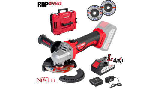 R20 Cordless Angle Grinder &Oslash;125mm 4Ah 2discs Case RDP-SPAG20 image