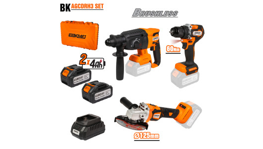 Brushless Set AG Drill Rotary Ham. 18V 2x4Ah Case BK-AGCDRH3 image