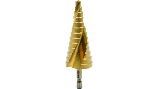 Step Drill Bit Hex Shank 1/4" HSS+TIN spiral flute &Oslash;6-30mm image