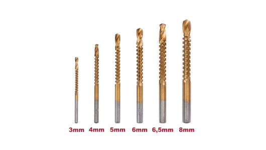 Drill Saw &ndash; HSS (TiN Coated) 6pcs &Oslash;3-8mm Set image