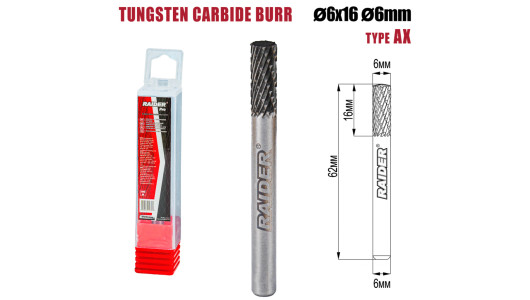 Tungsten Carbide Burr type AX &Oslash;06x16 &oslash;6mm RDP image