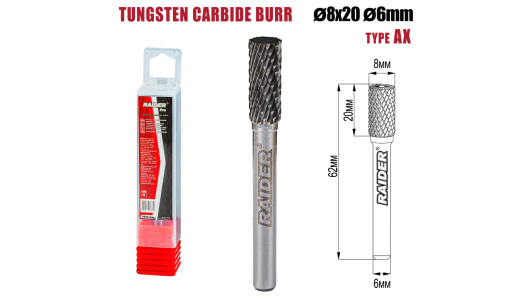 Freza debavurare Tungsten Carbon tip AX &Oslash;08x20 &oslash;6mm RDP image