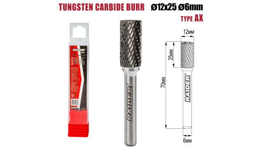 Freza debavurare Tungsten Carbon tip AX &Oslash;12x25 &oslash;6mm RDP image