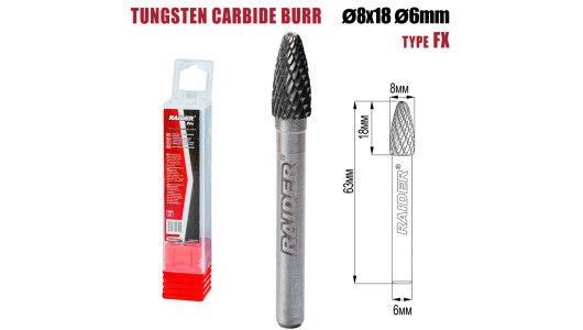 Freza debavurare Tungsten Carbon tip FX &Oslash;08x18 &oslash;6mm RDP image