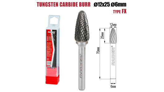 Tungsten Carbide Burr type FX &Oslash;12x25 &oslash;6mm RDP image