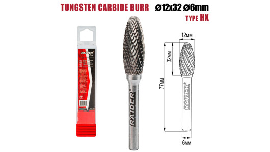Tungsten Carbide Burr type HX &Oslash;12x32 &oslash;6mm RDP image