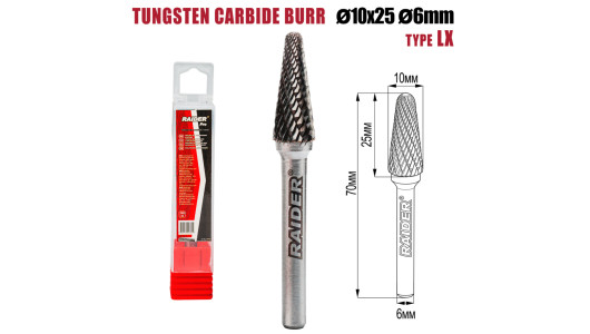 Tungsten Carbide Burr type LX &Oslash;10x25 &oslash;6mm RDP image
