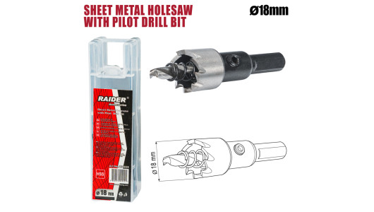 Sheet Metal Holesaw &Oslash;18mm with Pilot HSS Drill Bit image