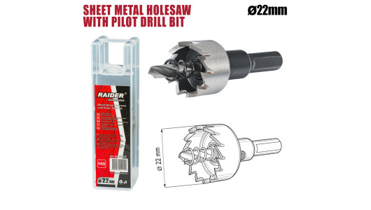 Sheet Metal Holesaw &Oslash;22mm with Pilot HSS Drill Bit image