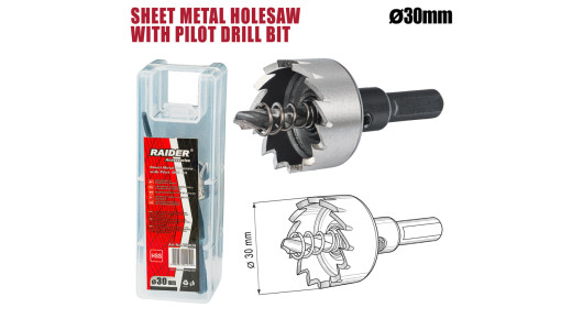 Sheet Metal Holesaw &Oslash;30mm with Pilot HSS Drill Bit image