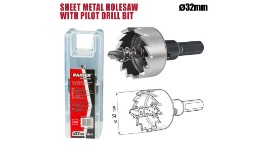 Sheet Metal Holesaw &Oslash;32mm with Pilot HSS Drill Bit image