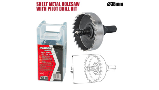 Sheet Metal Holesaw &Oslash;38mm with Pilot HSS Drill Bit image