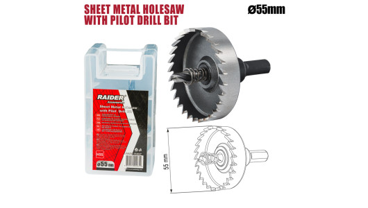 Sheet Metal Holesaw &Oslash;55mm with Pilot HSS Drill Bit image
