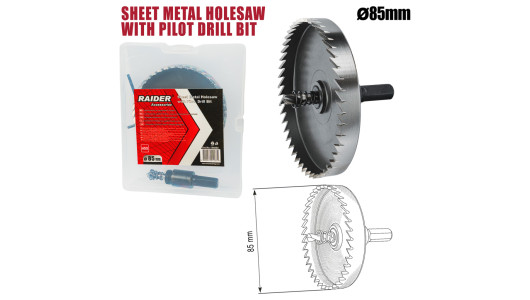 Sheet Metal Holesaw &Oslash;85mm with Pilot HSS Drill Bit image