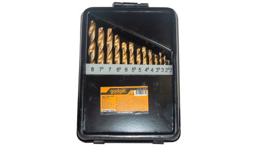 Drill bits &oslash;2.0-8.0mm HSS + TIN set 13pcs metal box GD image