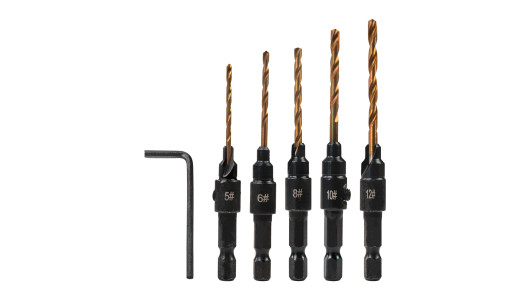 Set 5 burghie pentru frezat 1/4" hex &Oslash;5, 6, 8, 10, 12mm image