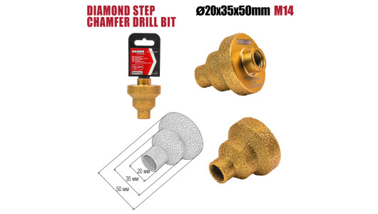 Diamond Step Chamfer Drill Bit &Oslash;20-35-50mm x M14 image