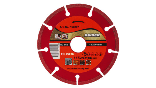 Диск диамантен DRY 115x22.2mm 10mm RAIDER PRO RDP-DD28 image