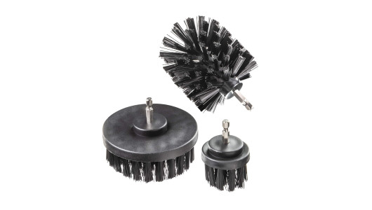 Plastic Brushes Ø50H26 Ø100H26 Ø90H90 HEXShank 1/4" 3pcs Set image