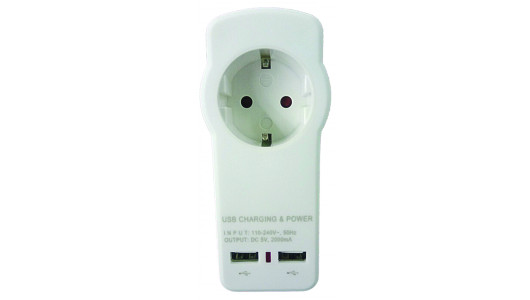 Adaptor priza Schuko cu incarcator 2xUSB 2.1A MK image