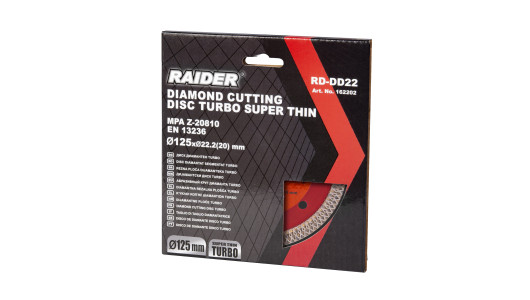 Диск диамантен TURBO тънък 125x22.2mm RAIDER RD-DD22 image