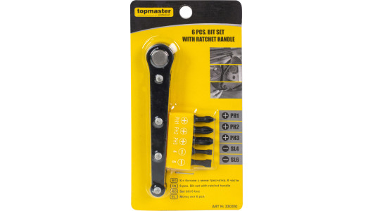 К-т битове с мини тресчотка, 6 части Topmaster Professional image