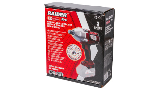 R20 Гайковерт ударен безч. 1/2"1800Nm3ск.LED Solo RAIDER PRO RDP-BCIW20 image