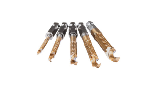 Drill Saw &ndash; HSS (TiN Coated) 5pcs &Oslash;3-8mm Set - 1/4 HEX image