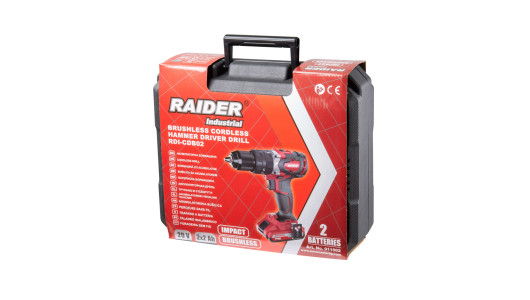 Бормашина ударна безч. 20V 2-ск. 2x2Ah 62Nm куфар RAIDER INDUSTRIAL RDI-CDB02 image