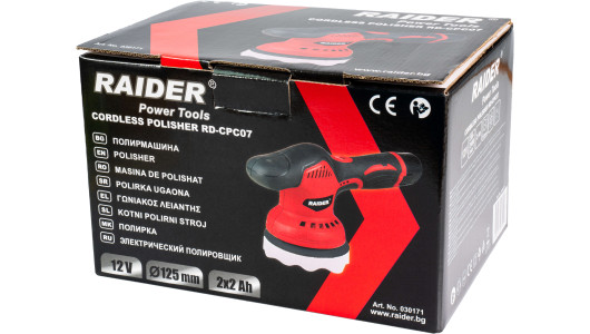 Полирмашина 12V &Oslash;125mm 300-2400min-1 2x2Ah RAIDER RD-CPC07 image
