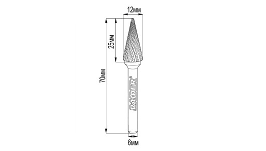 Tungsten Carbide Burr type MX &Oslash;12x25 &oslash;6mm RDP image