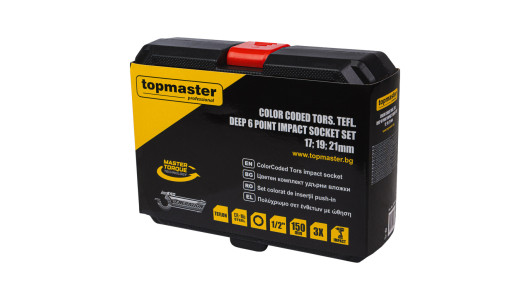 ColorCoded Tors. Deep6Point Impact Socket Set3x1/2"150mm TMP image