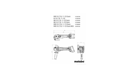 Ъглошлайф акум. 125mm METABO W 18 LT BL 11-125 SOLO image