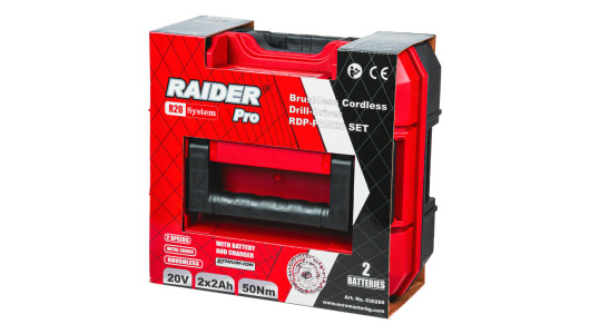 R20 Brushless Drill 2speed 10mm 50Nm 2x2Ah Case RDP-PBD20 image