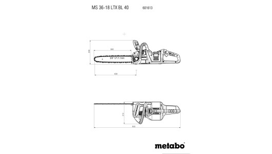 Ferăstrău cu lanț acum. 40cm METABO MS 36-18 LTX BL 40 SOLO image